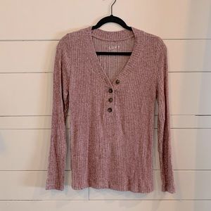 Loft Burgundy Henley Sweater - M